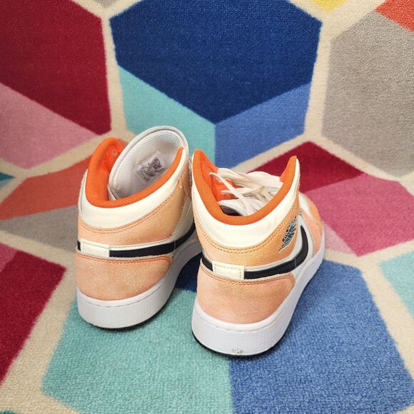 Nike Air Jordan 1 Mid Sneakers Team Orange / Black DV1336-800 GS 6.5Y - Picture 4 of 7